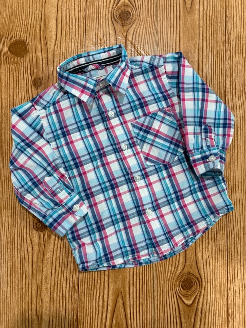 7/$20 The Children’s Place Kids Plaid Button-Up Shirt Cotton 9-12 Months